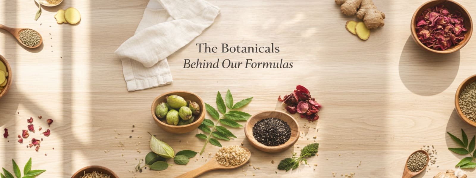 develixir using herbals sample like amla neem rose are placing at a cloth