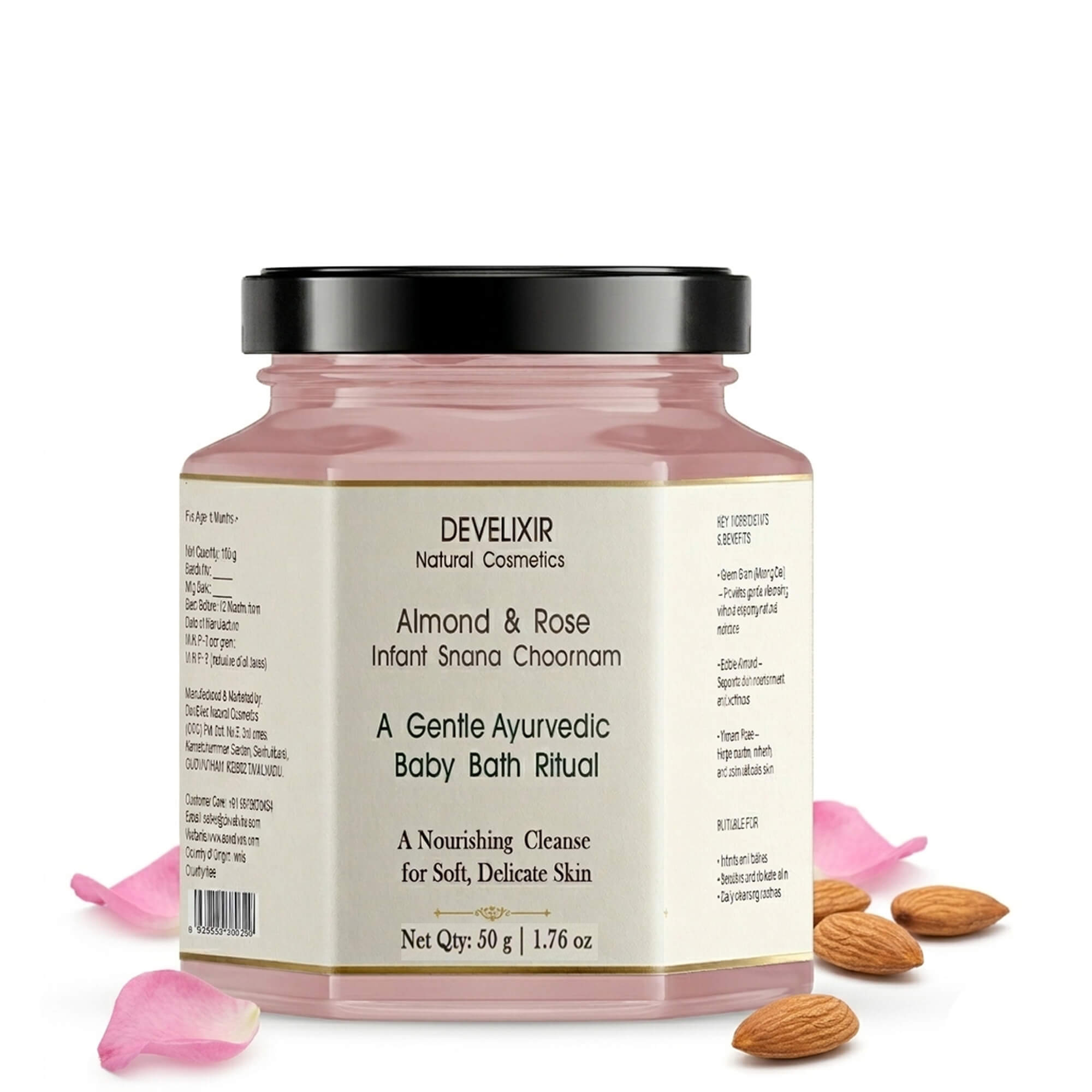 Infant Snana Choornam — Almond, Paneer Rose & Green Gram | Gentle Ayurvedic Baby Bath Powder for Cleansing, Nourishment & Natural Glow