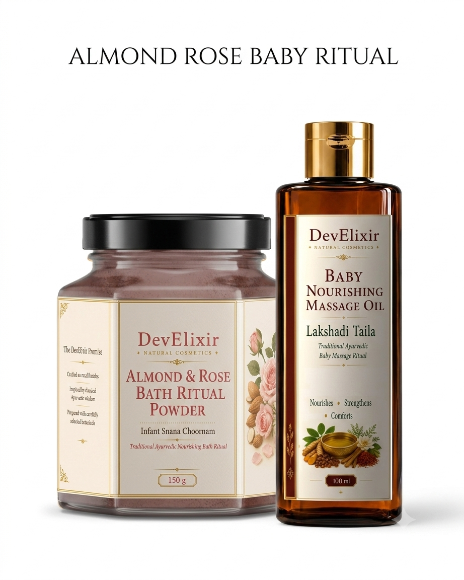Baby Nourishing Ritual Ayurvedic Baby Massage Oil 100ml & Herbal Bath Powder 150 gm