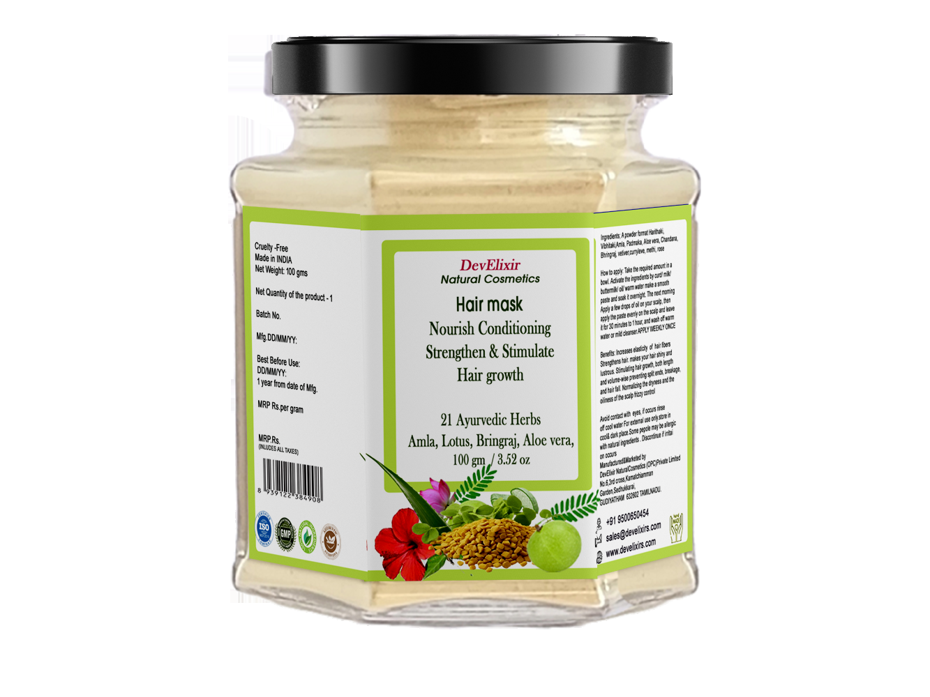 Revitalizing Hair Mask to Promote Healthy Growth and Scalp Wellness | Aloe Vera, Hibiscus, Bhringraj & 21 Ayurvedic Herbs