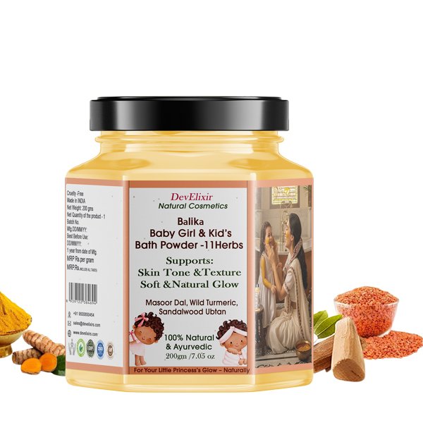 Bath Powder Girl Baby Natural Bright & Glowing Skin Tone | 11 Ayurvedic herbs Toddler Ubtan