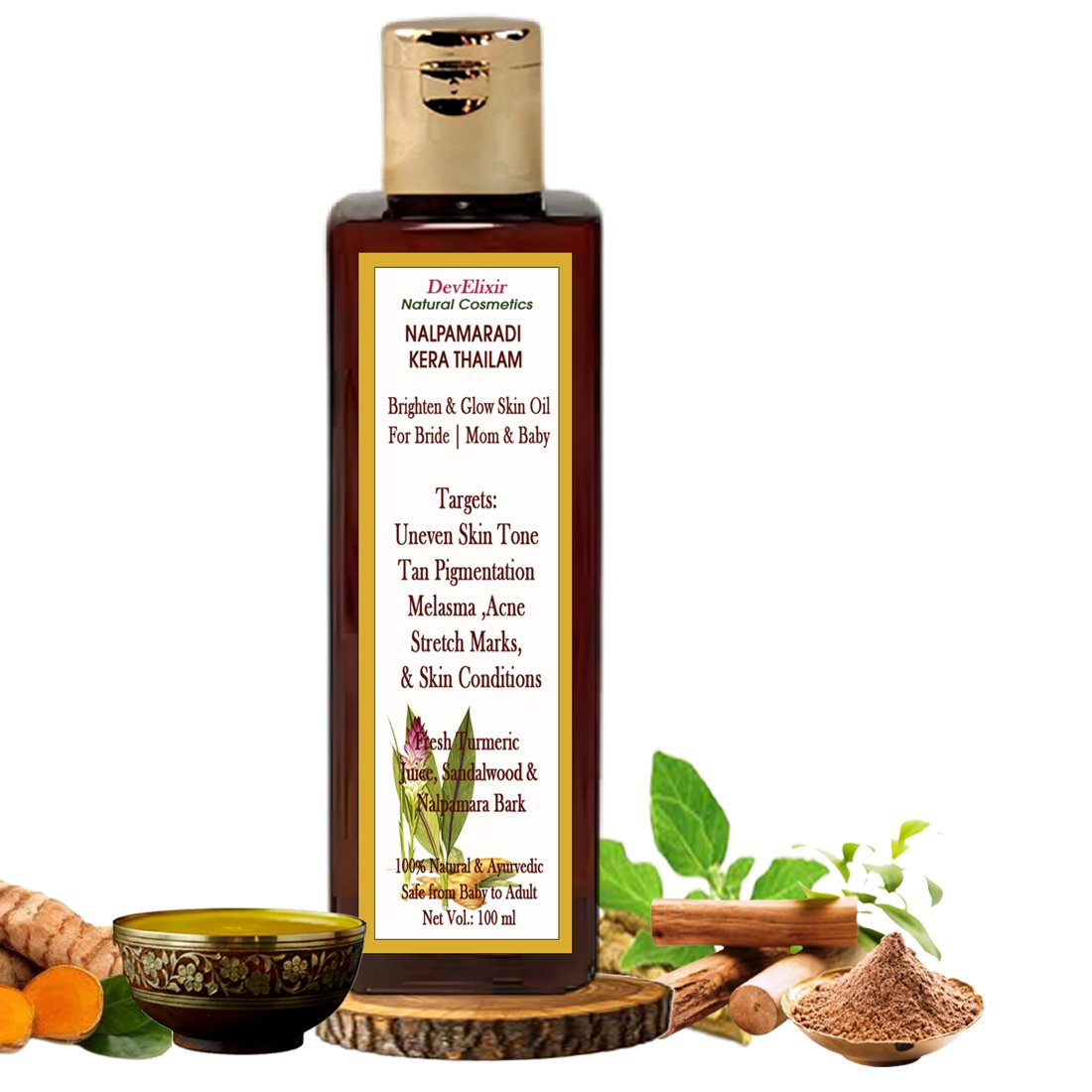 Nalpamaradi Kera Thailam  Skin Bright & Even Tone | Bridal Ayurvedic beauty | Mom & Baby Skincare oil | Reduce Stretch marks