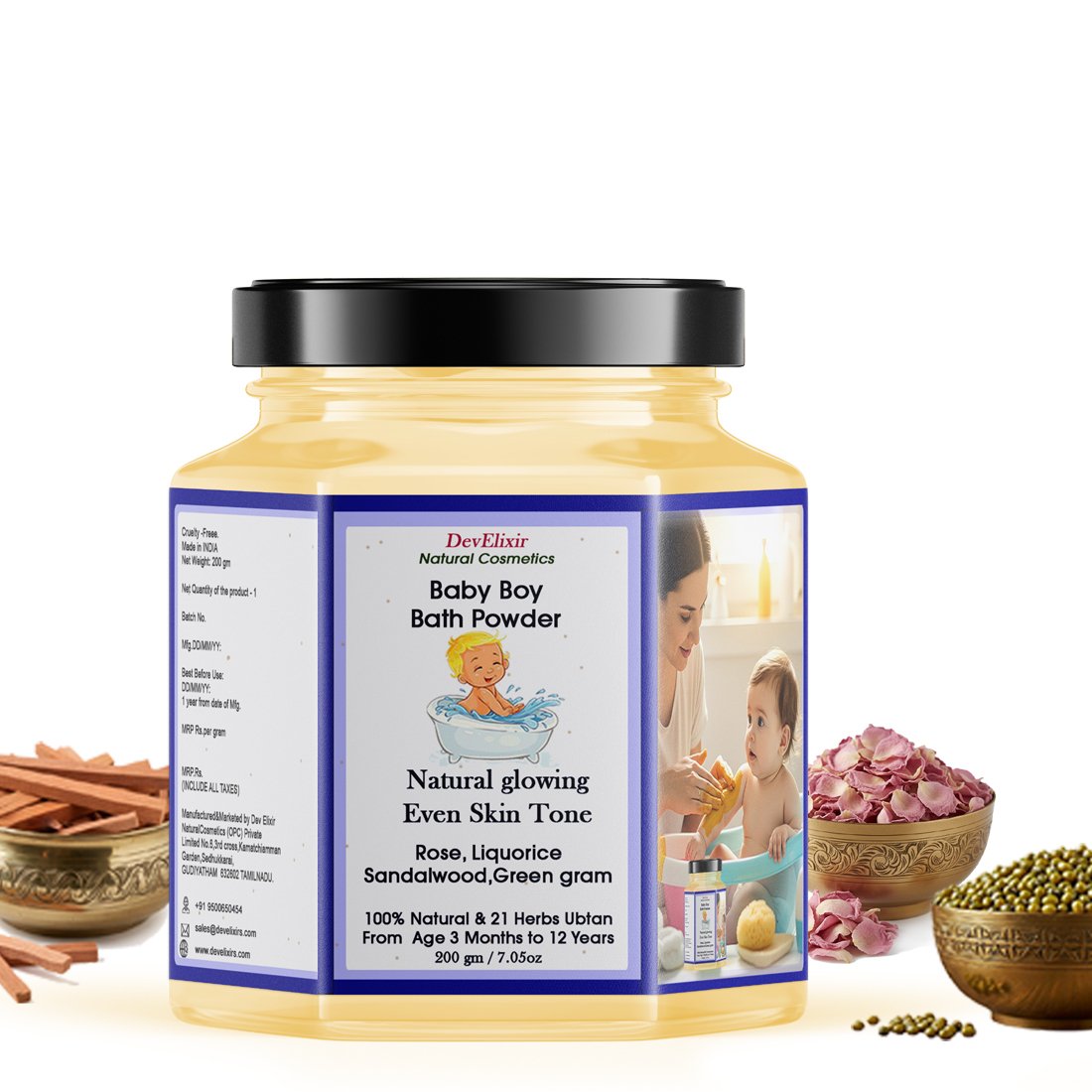 Baby Boy Bath Powder natural glow | Improves skin texture | Provides healthy Skin tone Ubtan | Newborn & kids sunnipindi | Green grams sandalwood & Ayurvedic
